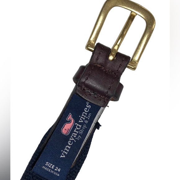 Vineyard Vines Sz 24 red blue leather belt youth boys size 24 - Picture 5 of 9